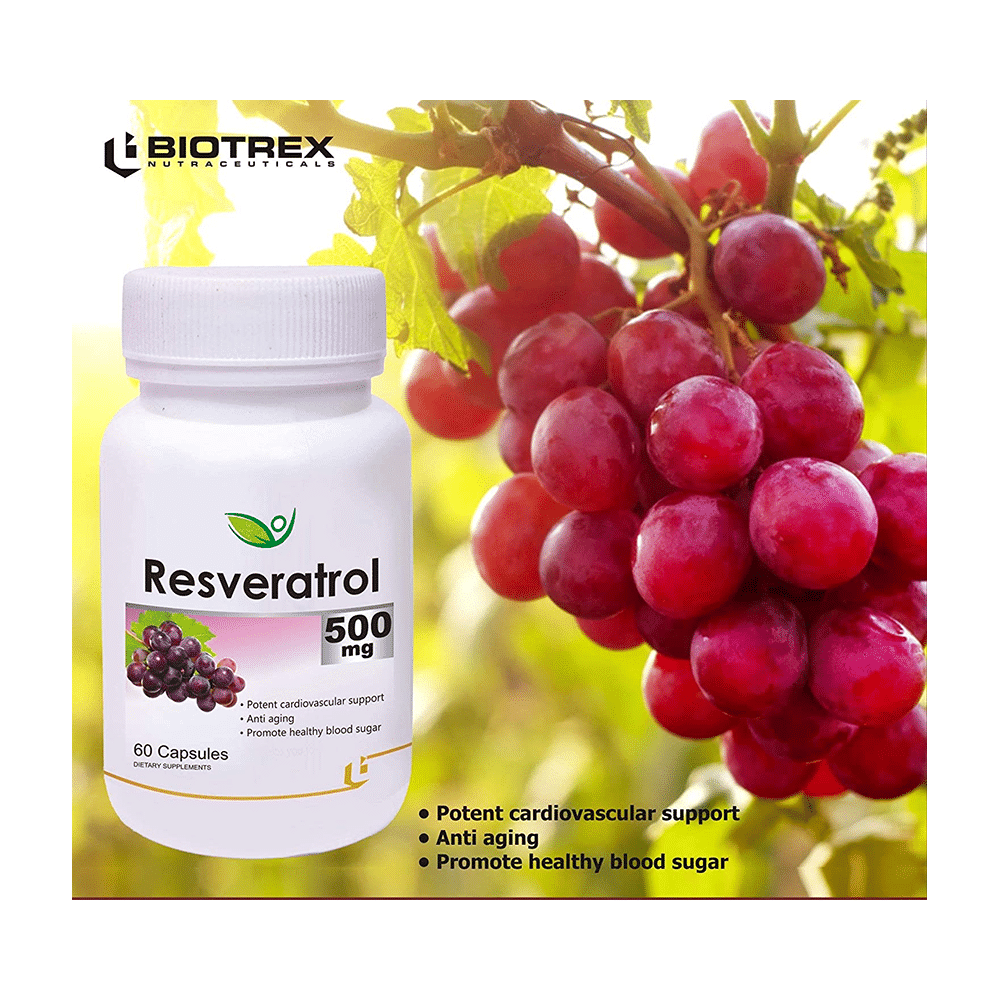 Biotrex Resveratrol 500mg for Heart Health, Anti-Ageing Support & Blood Sugar Balance | Capsule - Image 4
