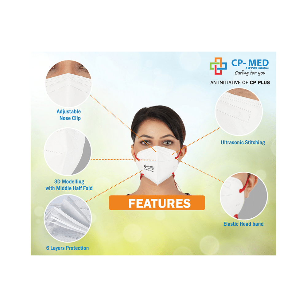 CP-Med N95 FFP2 Hypashield 6 Layers Anti-Bacterial Mask with Headloop Universal White - Image 4