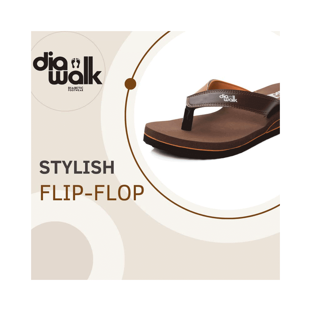 Diawalk DPM 001 Doctor Soft Orthopedic & Diabetic Flip-Flops Slippers For Men Brown 6 - Image 3