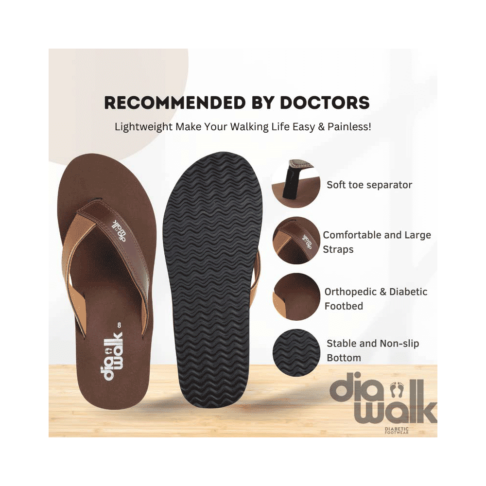Diawalk DPM 001 Doctor Soft Orthopedic & Diabetic Flip-Flops Slippers For Men Brown 6 - Image 7