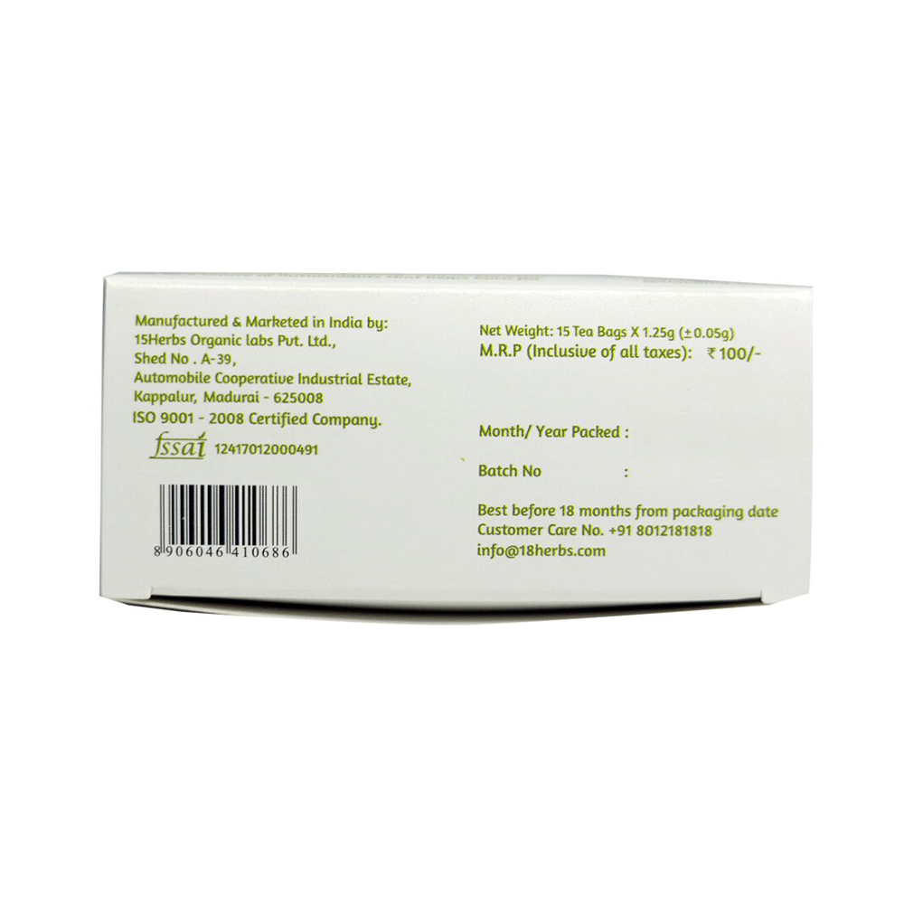 18 Herbs Organics Green Tea Bag (1.25gm Each) with Amla - Image 3
