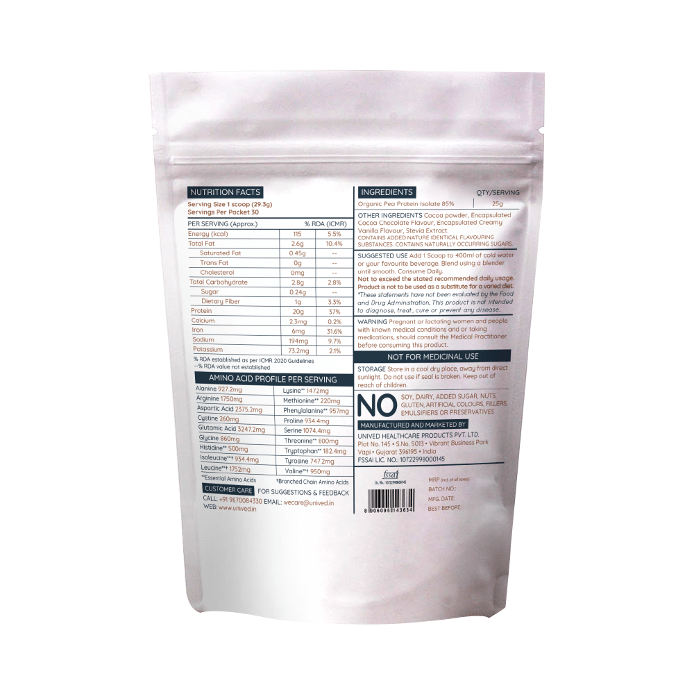 Unived Basics Pea Protein Isolate Powder Chocolate - Image 2