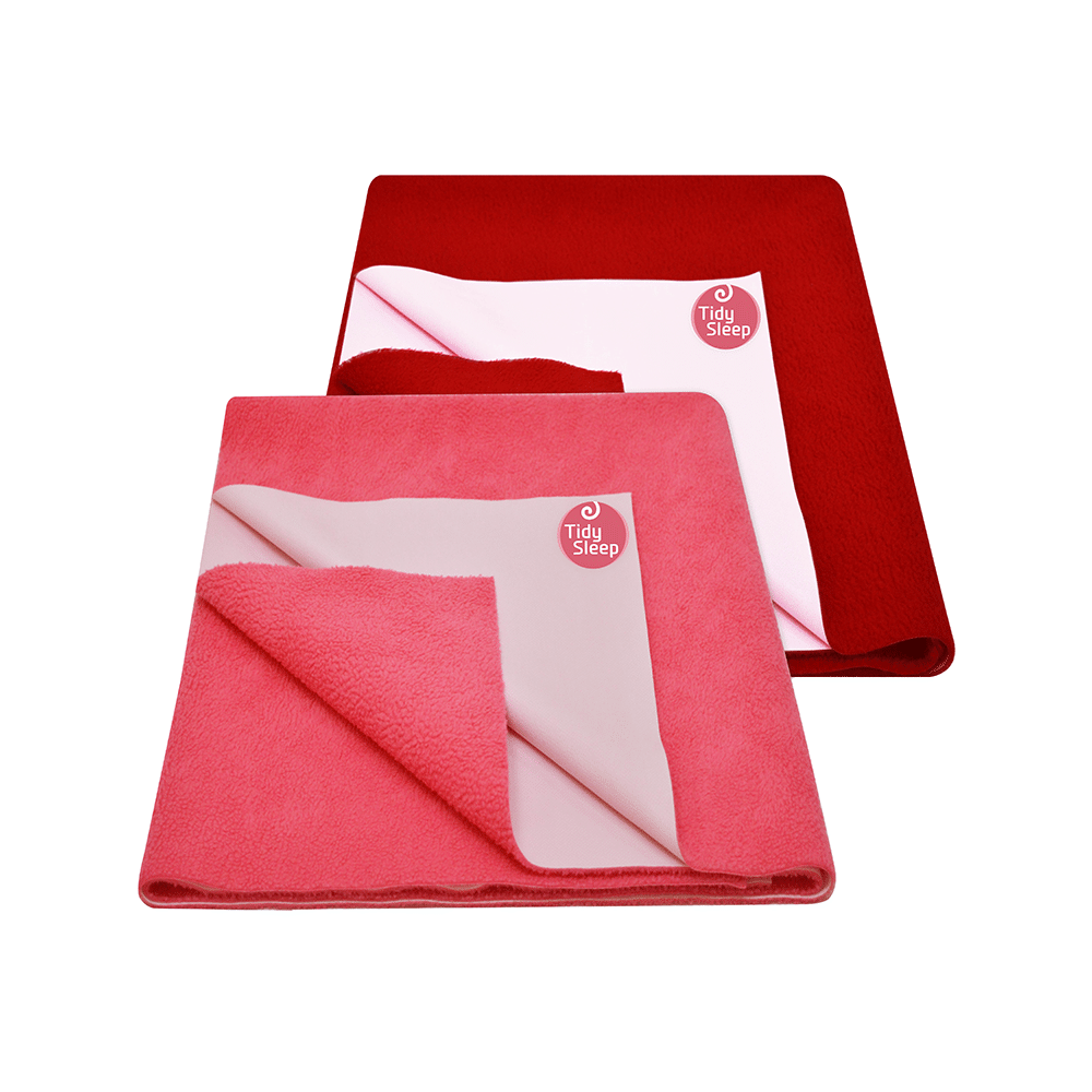 Tidy Sleep Water Proof & Washable Baby Care Dry Sheet & Bed Protector Medium Hot Pink and Cherry Red