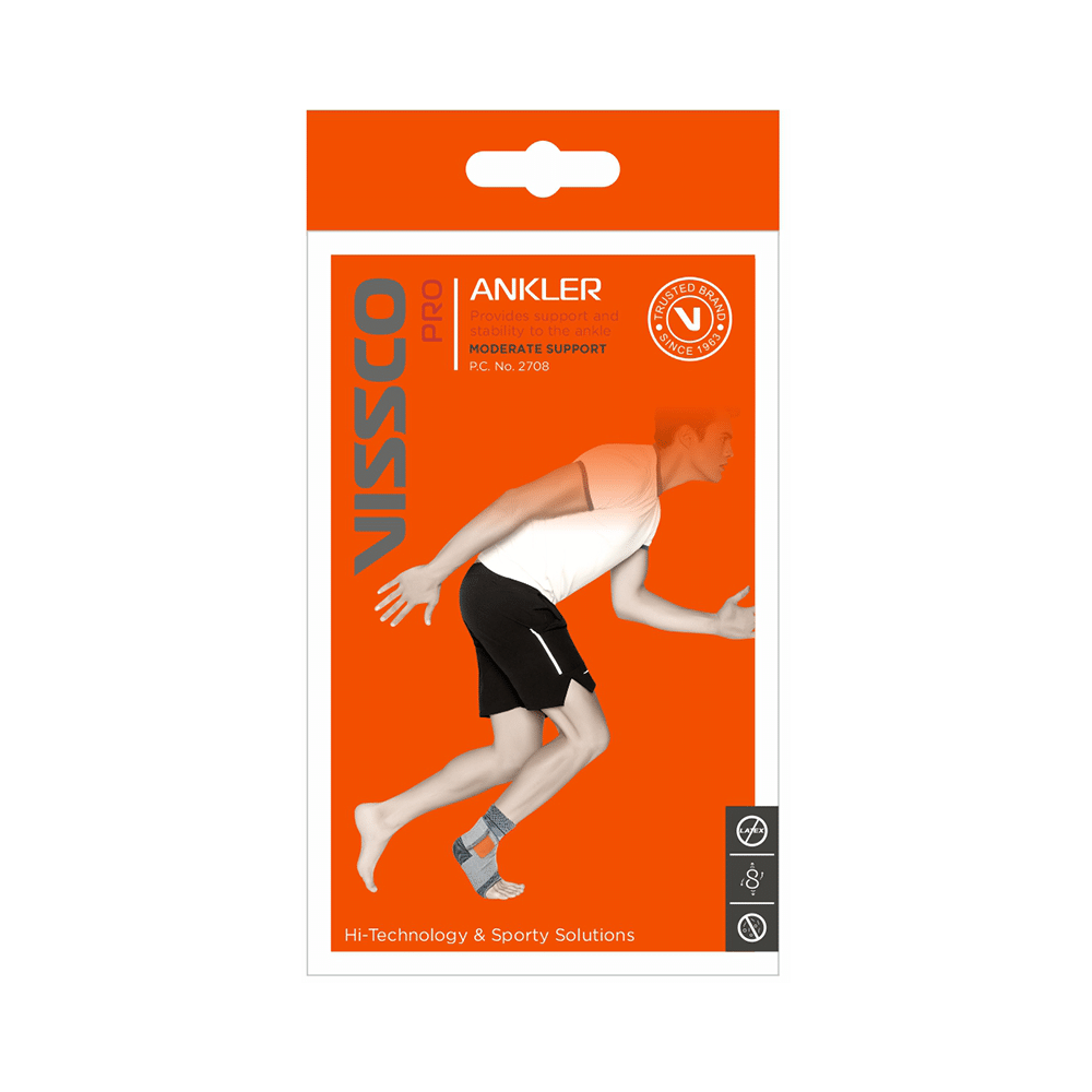 Vissco 2 in 1 Anklet + Binder to support & stability to the ankle Sprain, Swelling Muscle Small Grey - Image 2