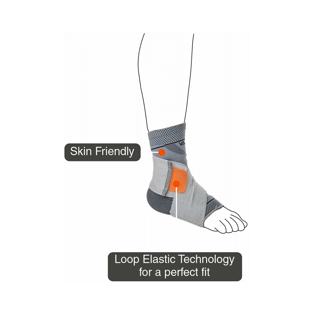 Vissco 2 in 1 Anklet + Binder to support & stability to the ankle Sprain, Swelling Muscle Small Grey - Image 3
