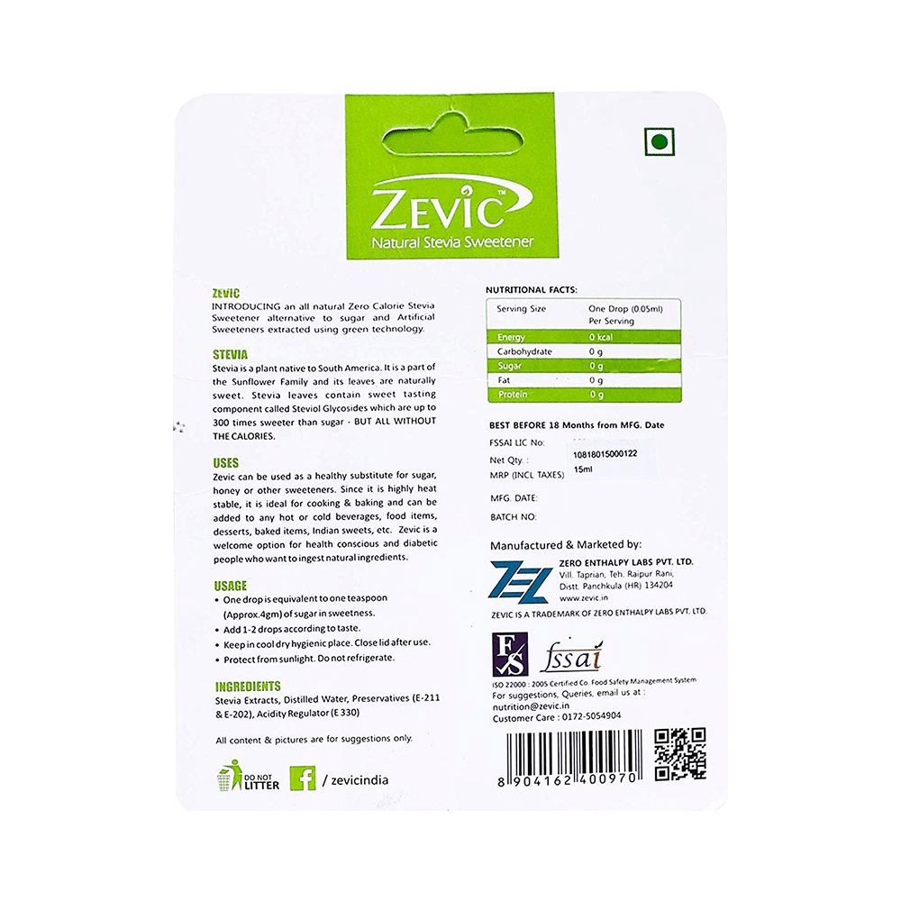 Zevic Stevia Zero Calorie Liquid 250 Drops - Image 2
