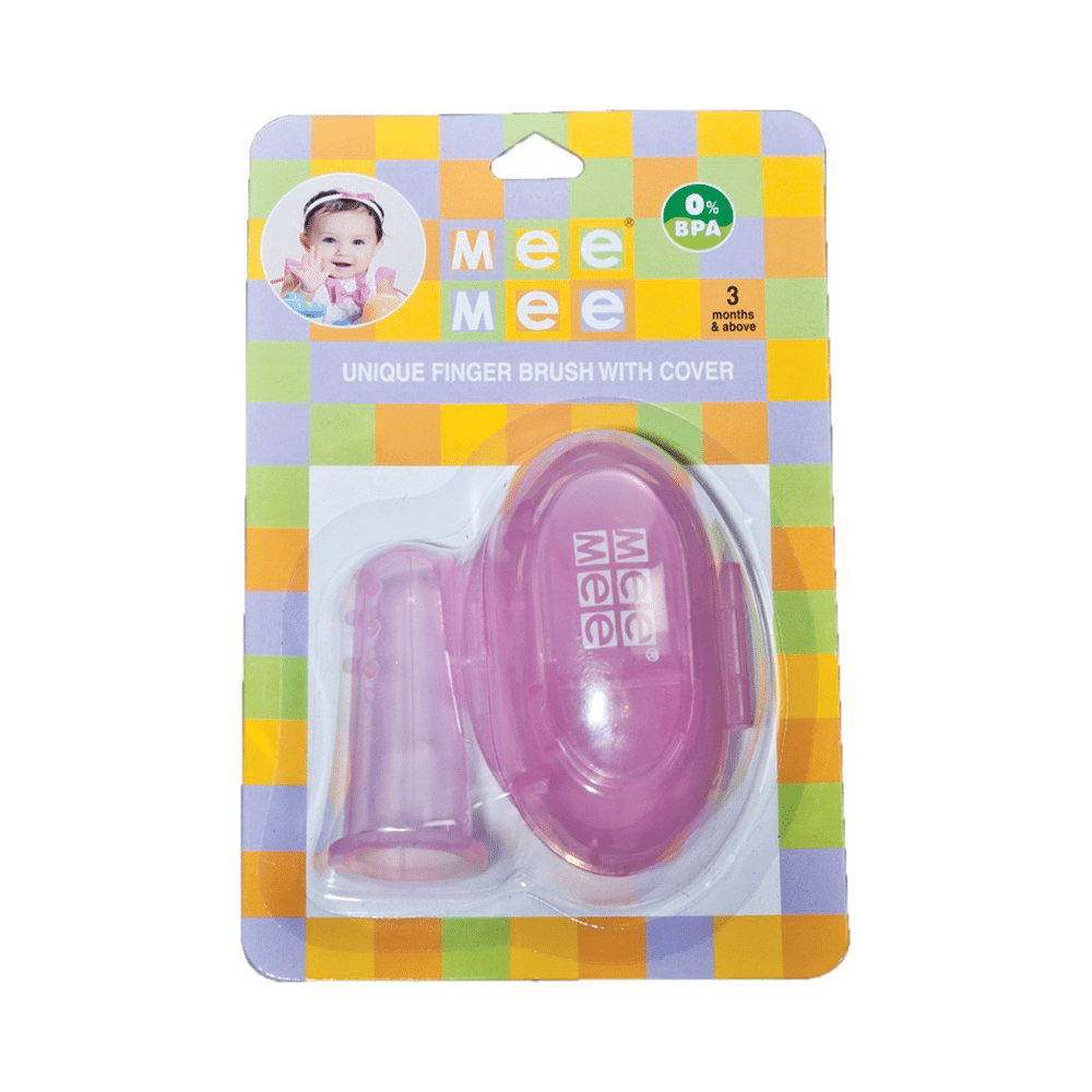 Mee Mee Unique Finger Brush with Cover Pink - Image 1