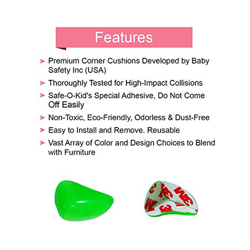 Safe-O-Kid Tear Drop Corner Caps Green - Image 3