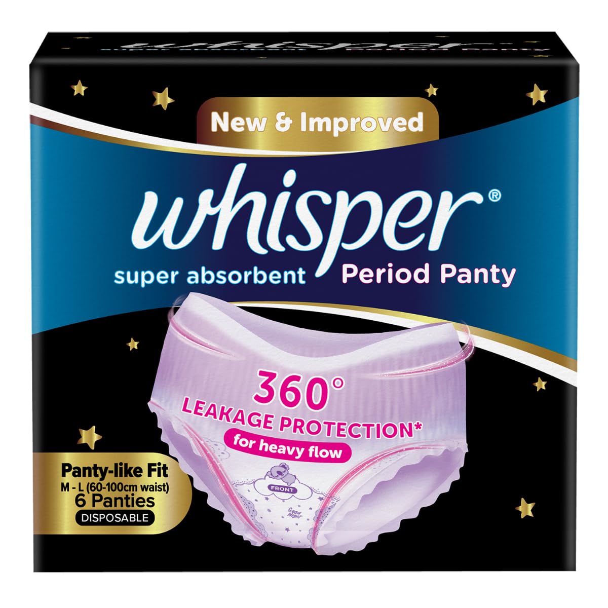 Whisper Super Absorbent Disposable Period Panties Size M-L - Image 1