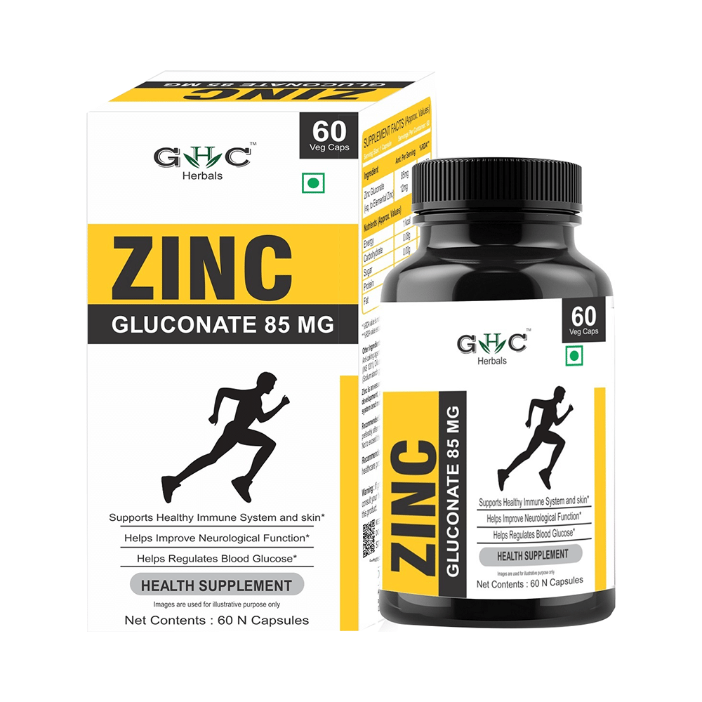 GHC Herbals Zinc Gluconate 85mg Veg Capsule