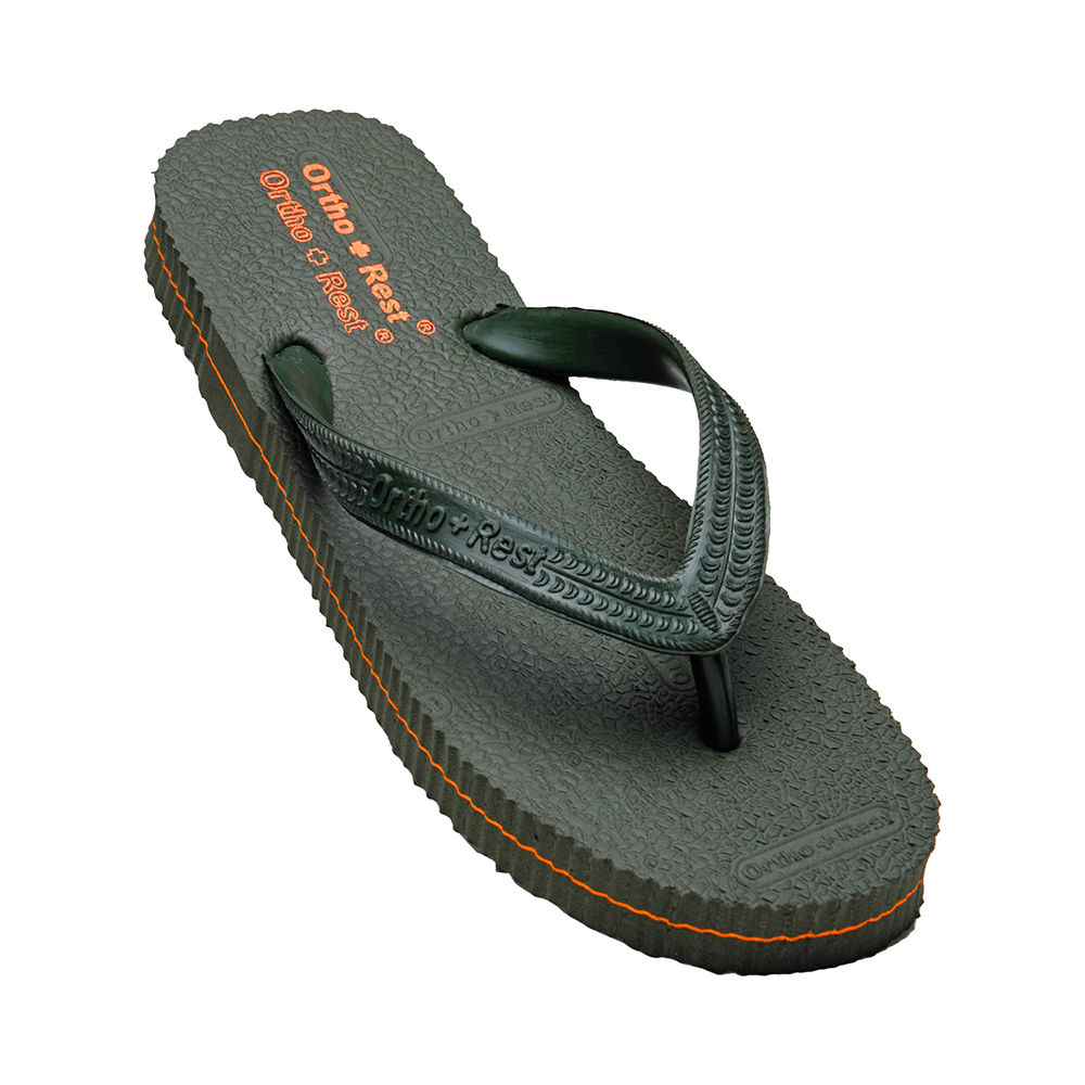 Ortho + Rest Unisex Hawaii Chappal Orthopedic Comfort, Bathroom Rubber Flip-Flops Green 4 - Image 1