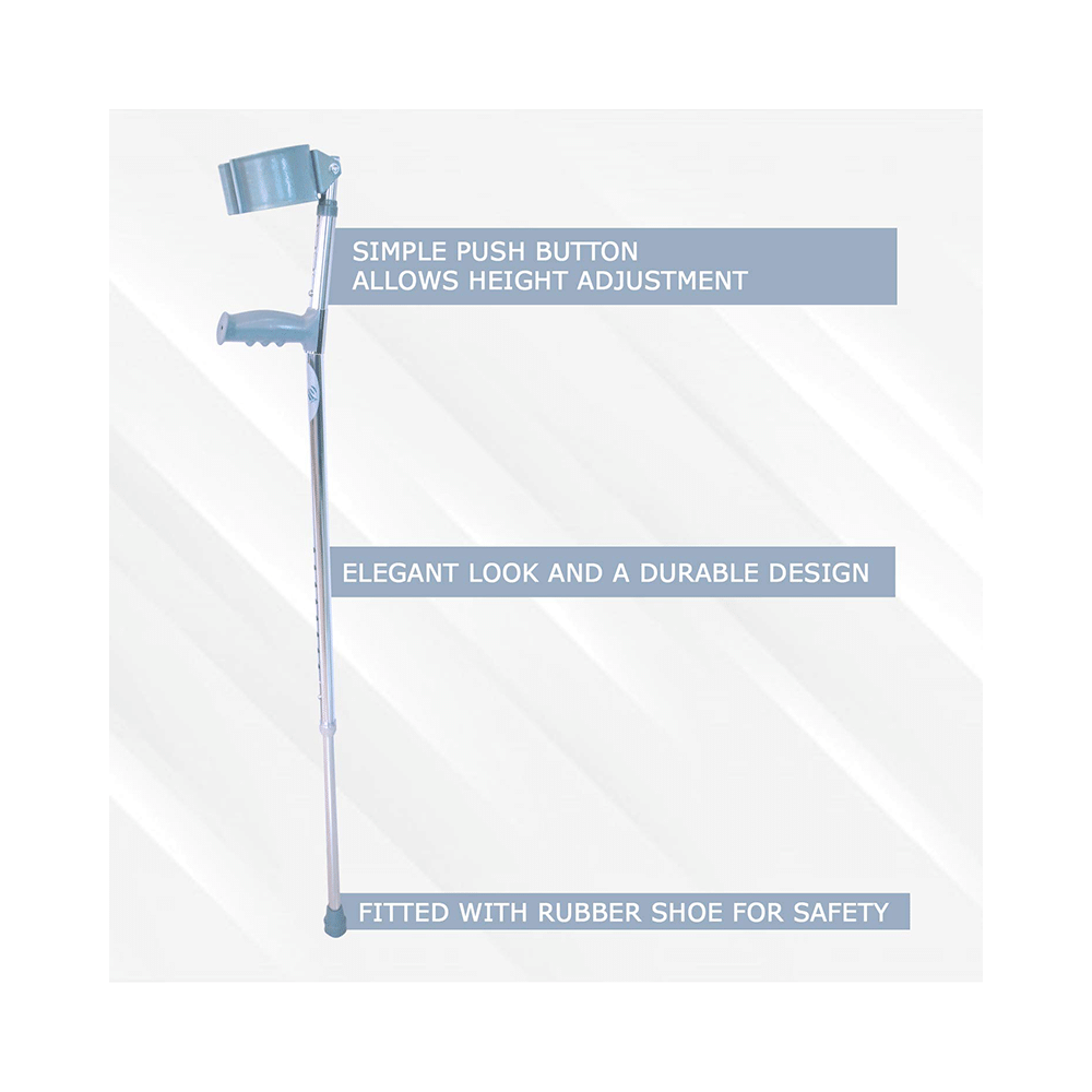 EASYCARE EC933L Aluminium Crutches Walking Stick Silver - Image 3