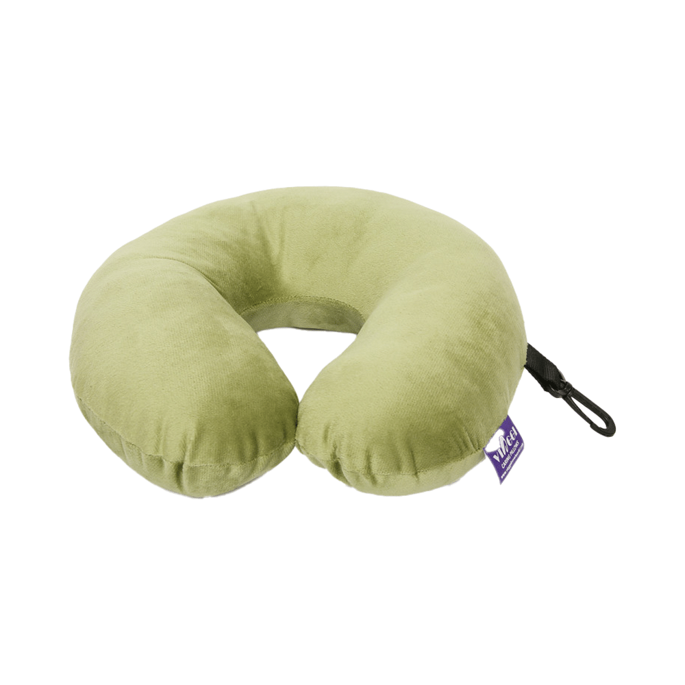 Viaggi U Shape Travel Feather Soft Neck Rest Cushion Green - Image 4