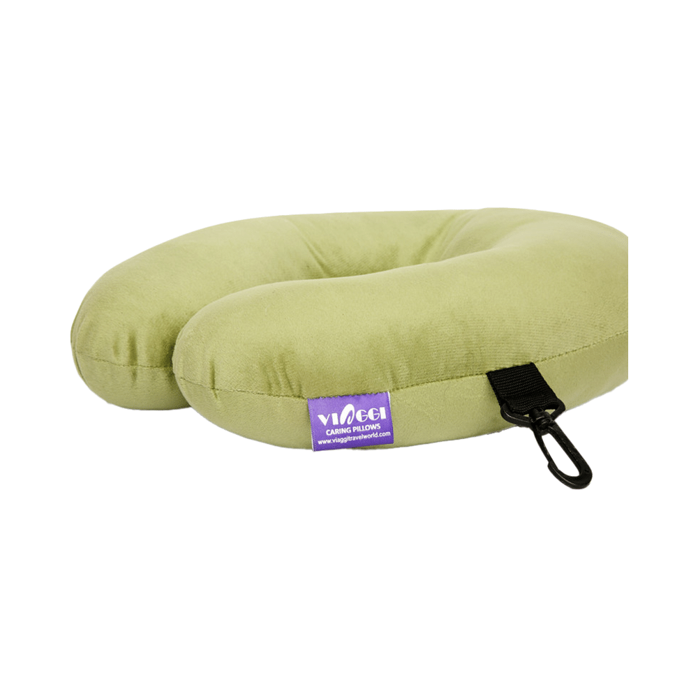 Viaggi U Shape Travel Feather Soft Neck Rest Cushion Green - Image 2