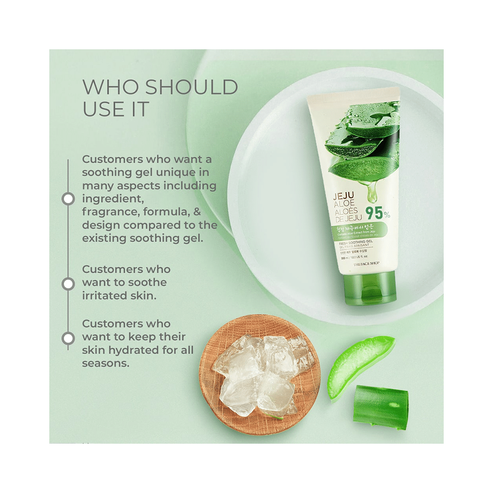 The Face Shop Jeju Aloe Fresh Soothing Gel Tube With Vitamin E, Pure Non Sticky Aloe Gel For Body, Face & Hair - Image 6