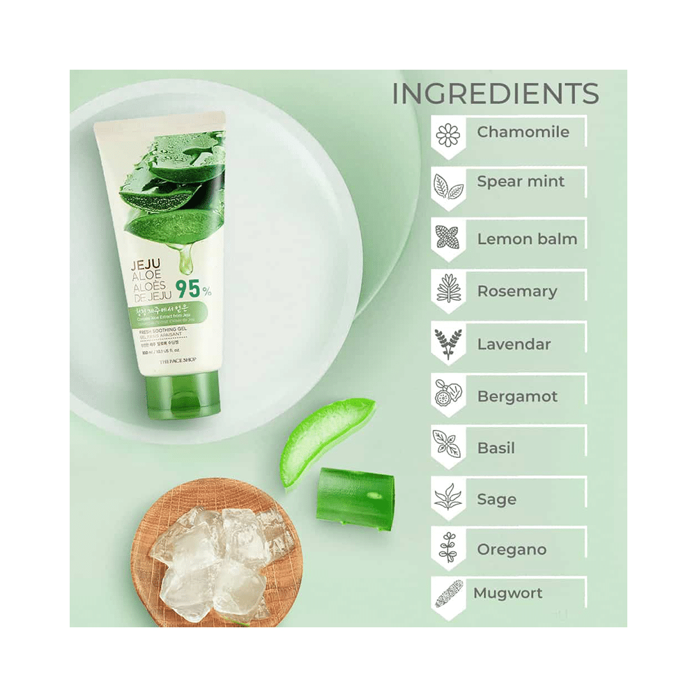 The Face Shop Jeju Aloe Fresh Soothing Gel Tube With Vitamin E, Pure Non Sticky Aloe Gel For Body, Face & Hair - Image 3