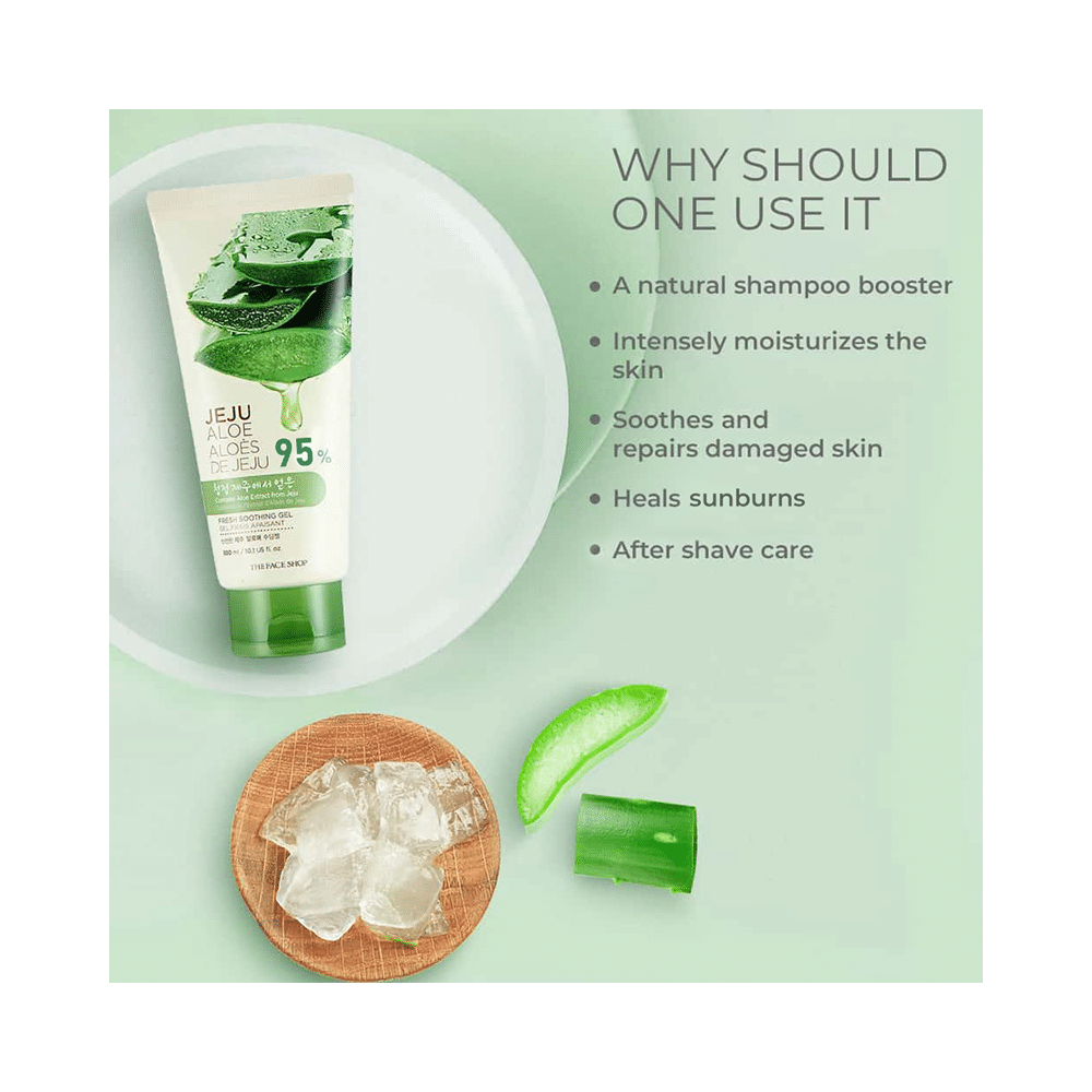 The Face Shop Jeju Aloe Fresh Soothing Gel Tube With Vitamin E, Pure Non Sticky Aloe Gel For Body, Face & Hair - Image 5