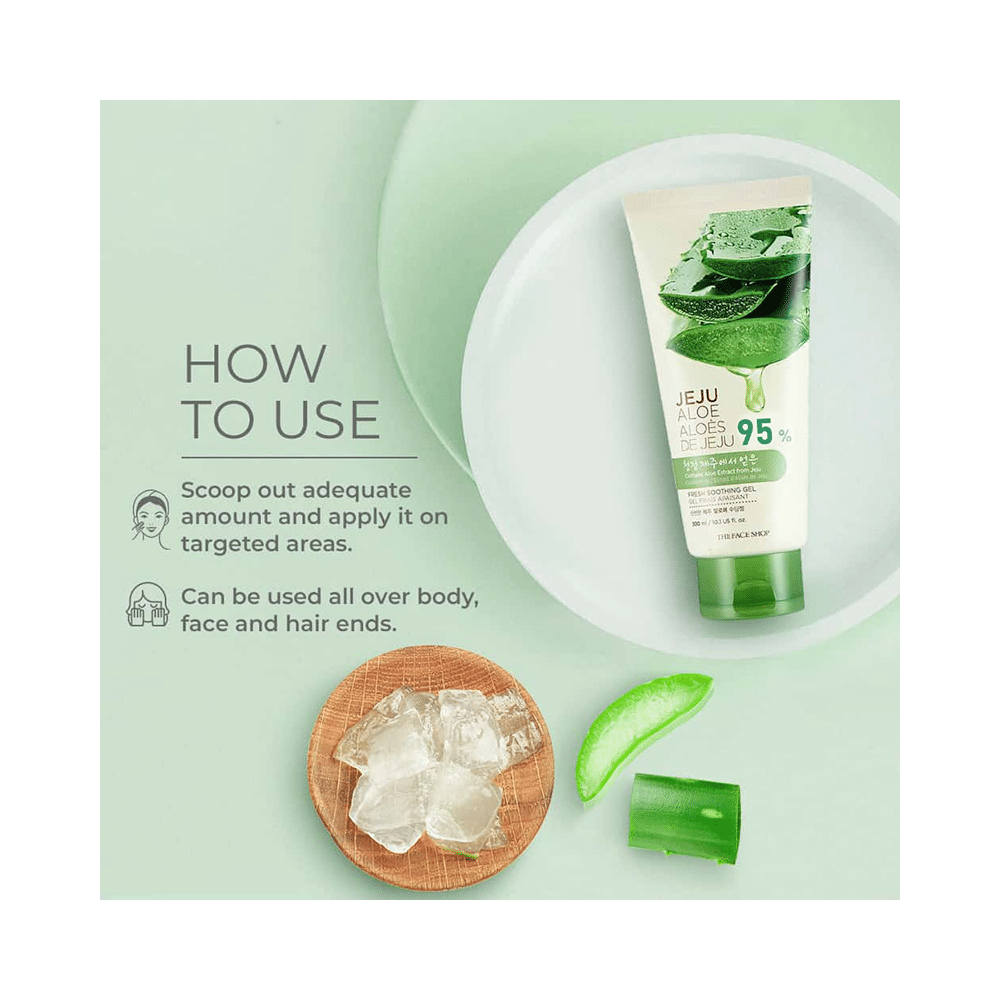 The Face Shop Jeju Aloe Fresh Soothing Gel Tube With Vitamin E, Pure Non Sticky Aloe Gel For Body, Face & Hair - Image 4