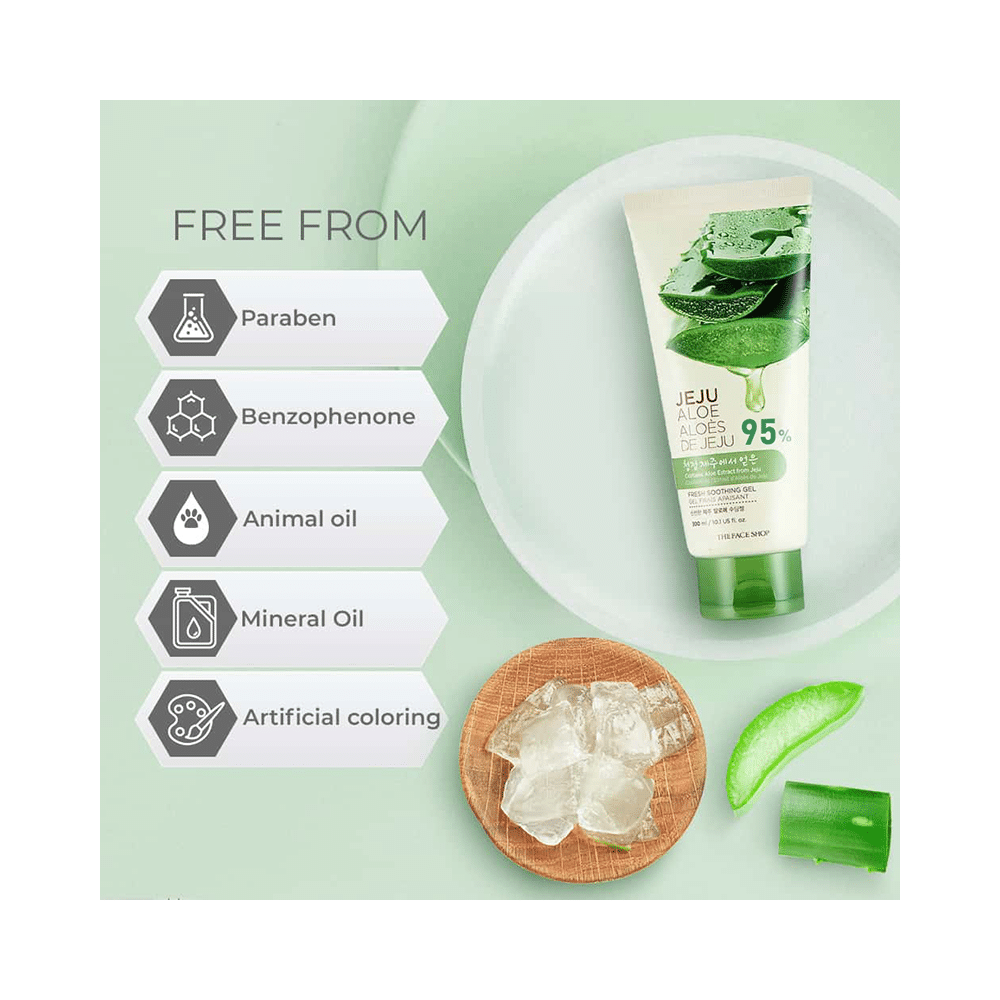 The Face Shop Jeju Aloe Fresh Soothing Gel Tube With Vitamin E, Pure Non Sticky Aloe Gel For Body, Face & Hair - Image 7