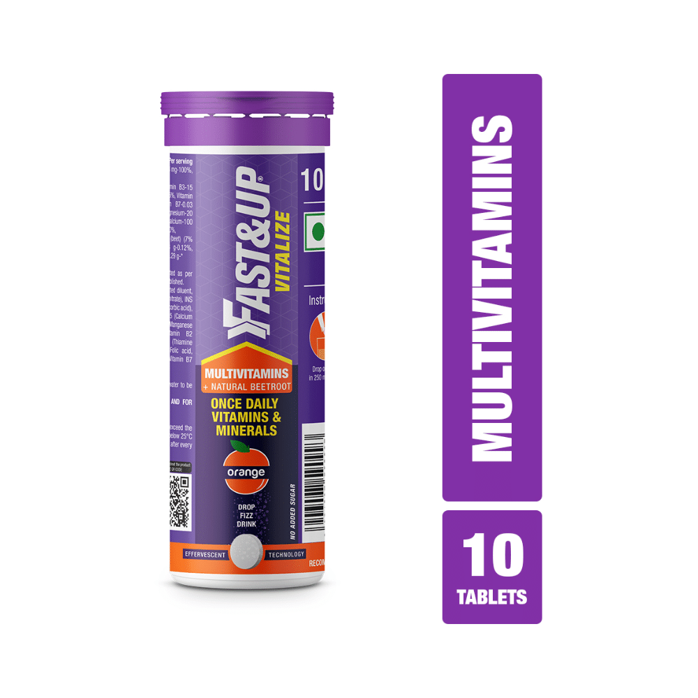 Fast&Up Vitalize Multivitamins + Natural Beetroot for Nutrition | No Added Sugar | Flavour Effervescent Tablet Orange - Image 3