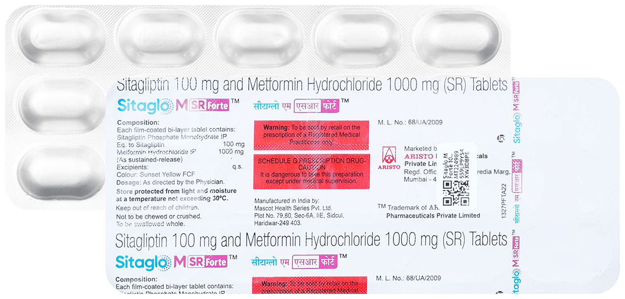 Sitaglo M Forte 100mg/1000mg Tablet SR - Image 1