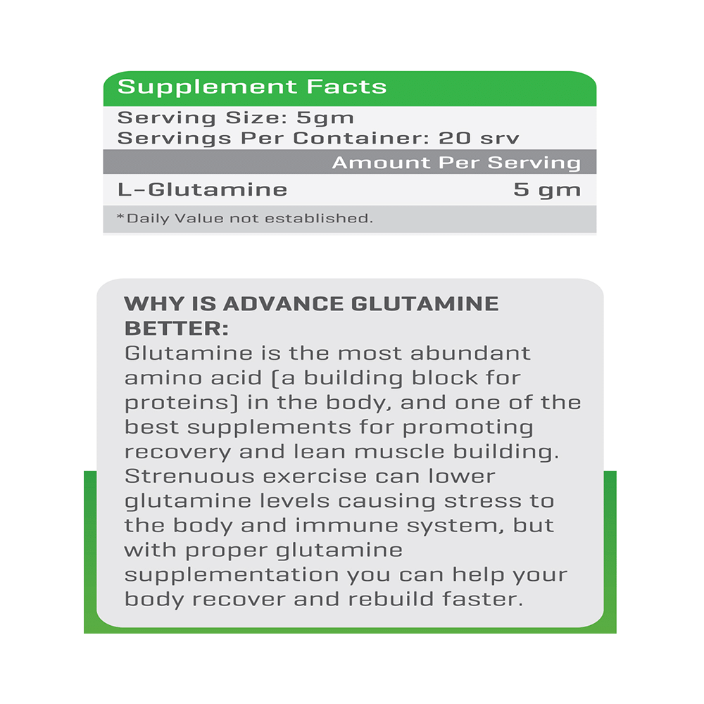 Advance Nutratech Glutamine Supplement Powder Unflavoured - Image 2