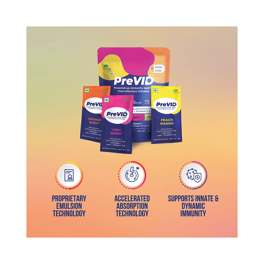 Pmeds PreVid Immunity Boosting Sachet (8gm Each) Sugar Free 1 Month Flavour Pack Assorted - Image 6