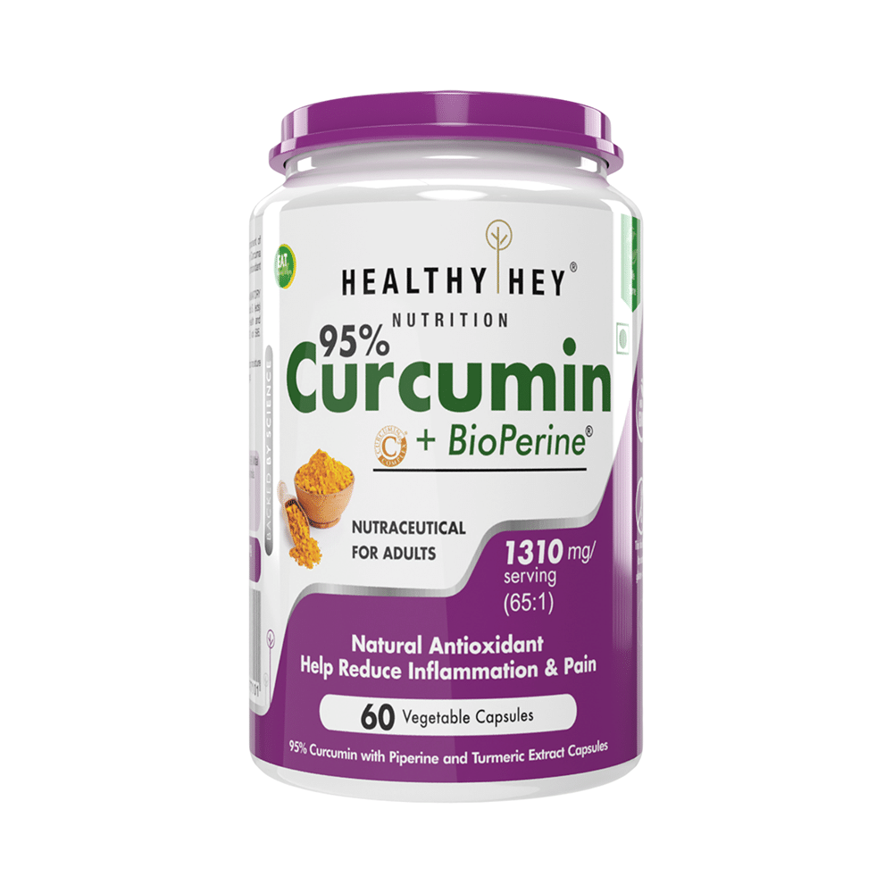 HealthyHey Curcumin with Bioperine Vegetable Capsule With Piperine and Turmeric Extract - Image 1
