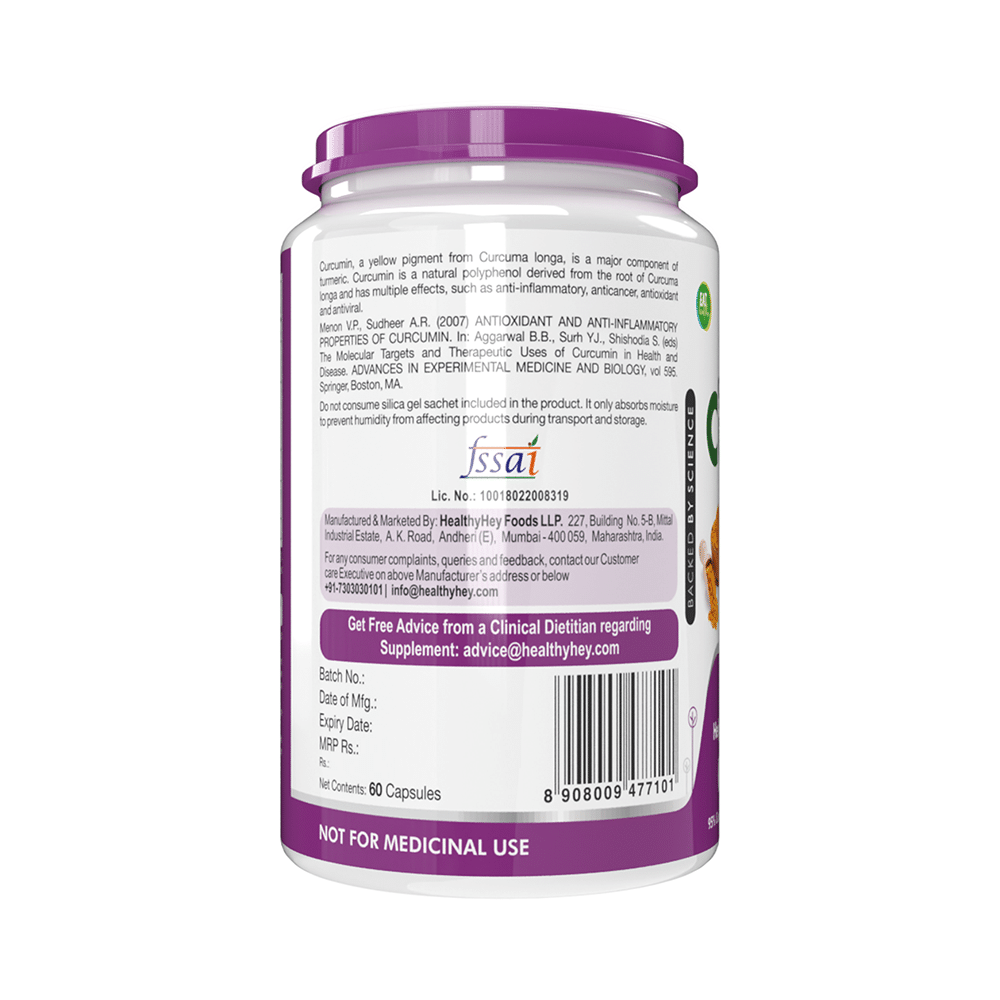 HealthyHey Curcumin with Bioperine Vegetable Capsule With Piperine and Turmeric Extract - Image 3