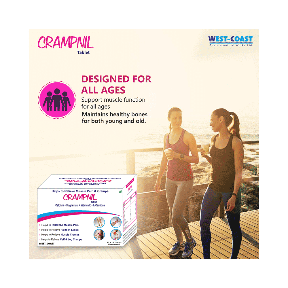 West-Coast Crampnil Tablet with Calcium, Magnesium, Vitamin E & Carnitine | For Relief from Muscle & Knee Cramps, Limb Pain | Tablet - Image 6