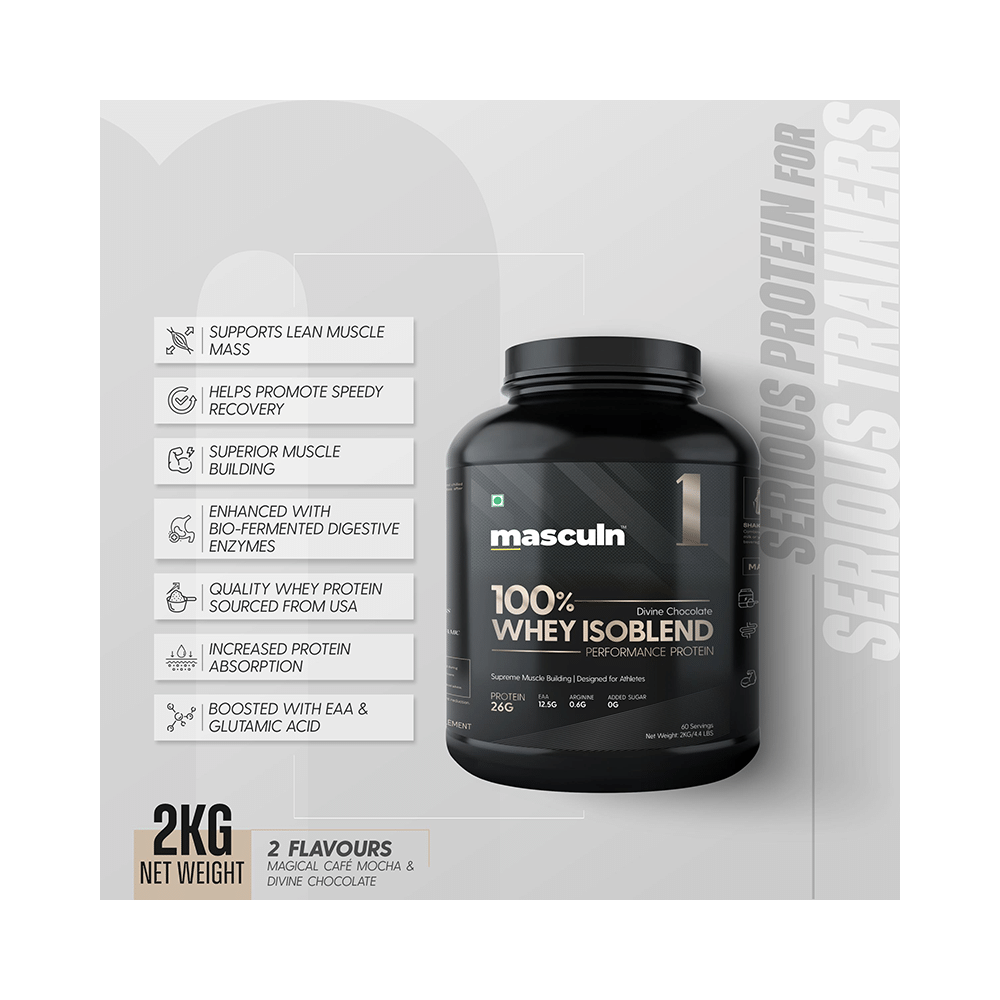 Masculn 100% Whey Isoblend Performance Protein Powder Divine Chocolate - Image 4