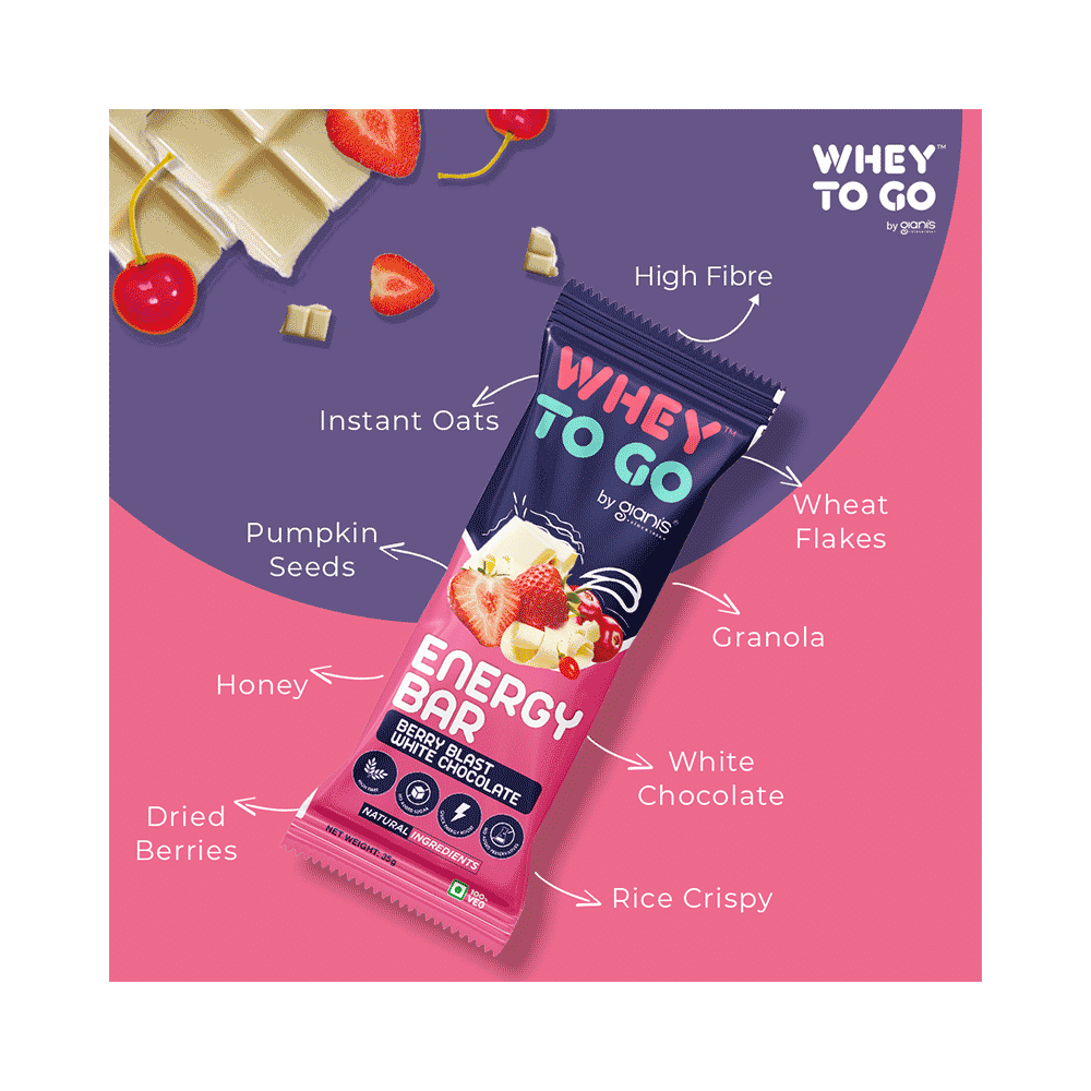 Whey To Go Energy Bar (35gm Each) Berry Blast White Chocolate - Image 4