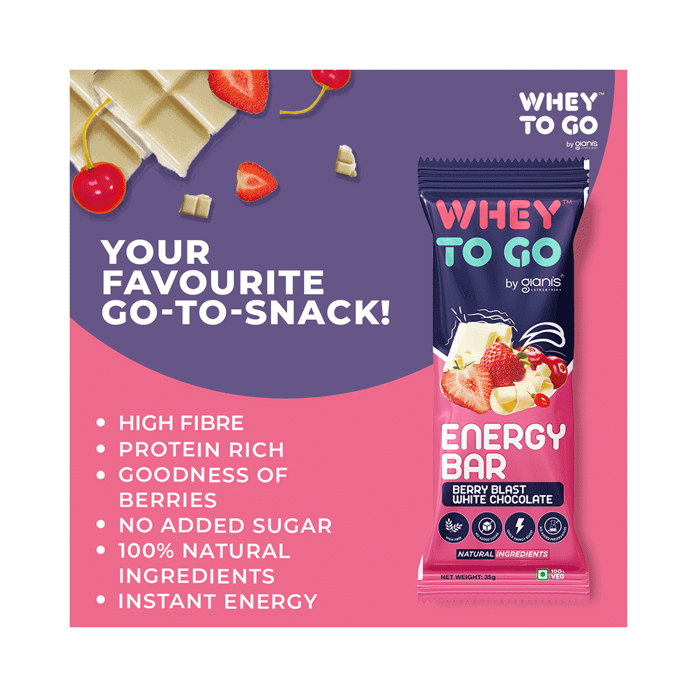 Whey To Go Energy Bar (35gm Each) Berry Blast White Chocolate - Image 5