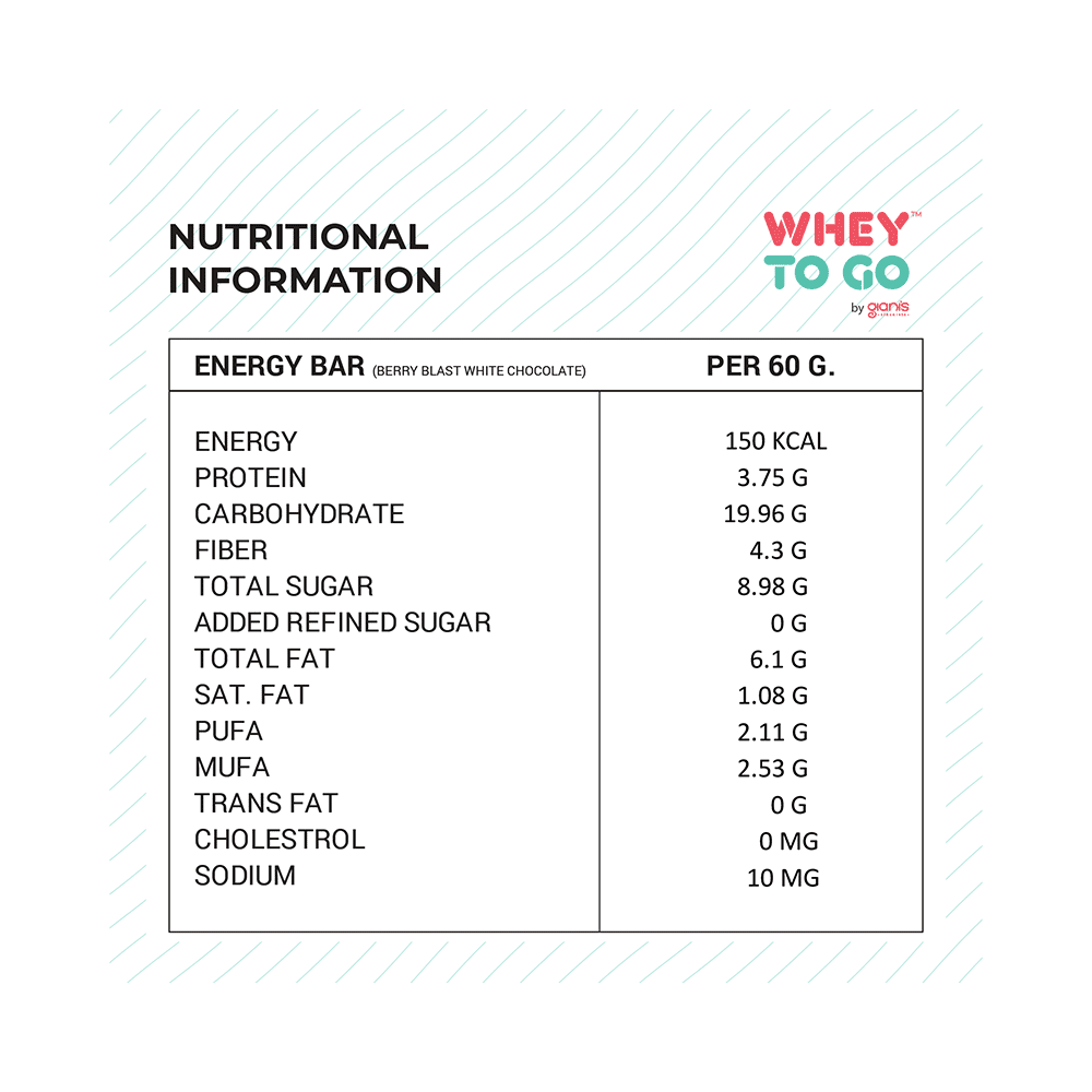 Whey To Go Energy Bar (35gm Each) Berry Blast White Chocolate - Image 3