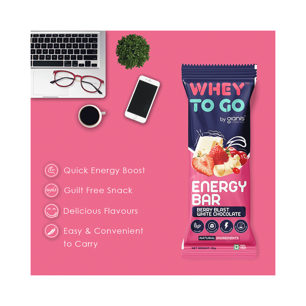 Whey To Go Energy Bar (35gm Each) Berry Blast White Chocolate - Image 6