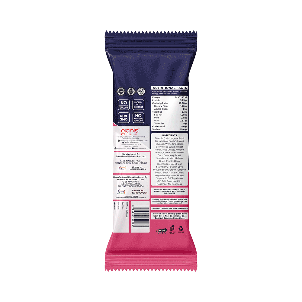 Whey To Go Energy Bar (35gm Each) Berry Blast White Chocolate - Image 2