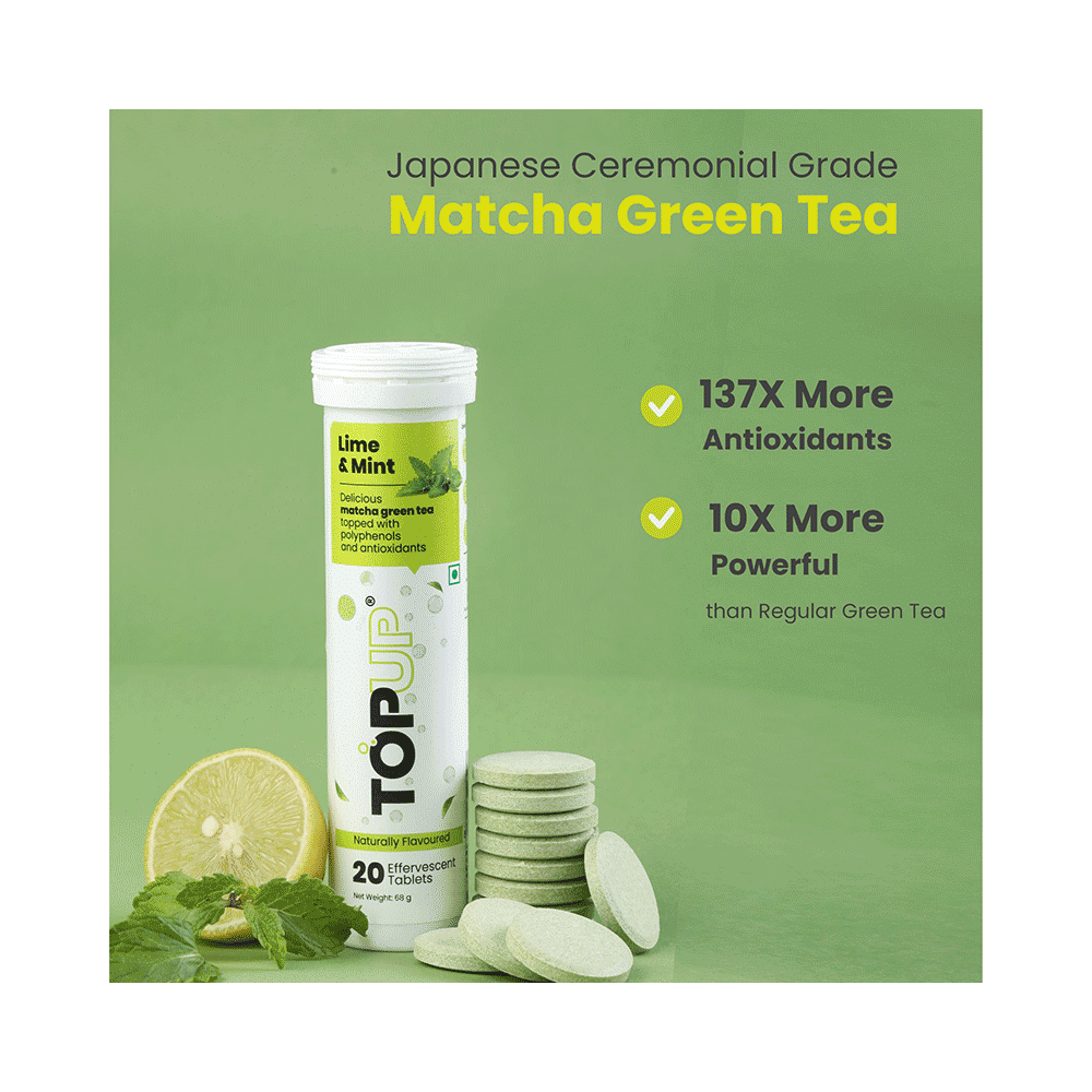 TopUp Delicious Matcha Green Tea Effervescent Tablet (20 Each) Lime & Mint - Image 3