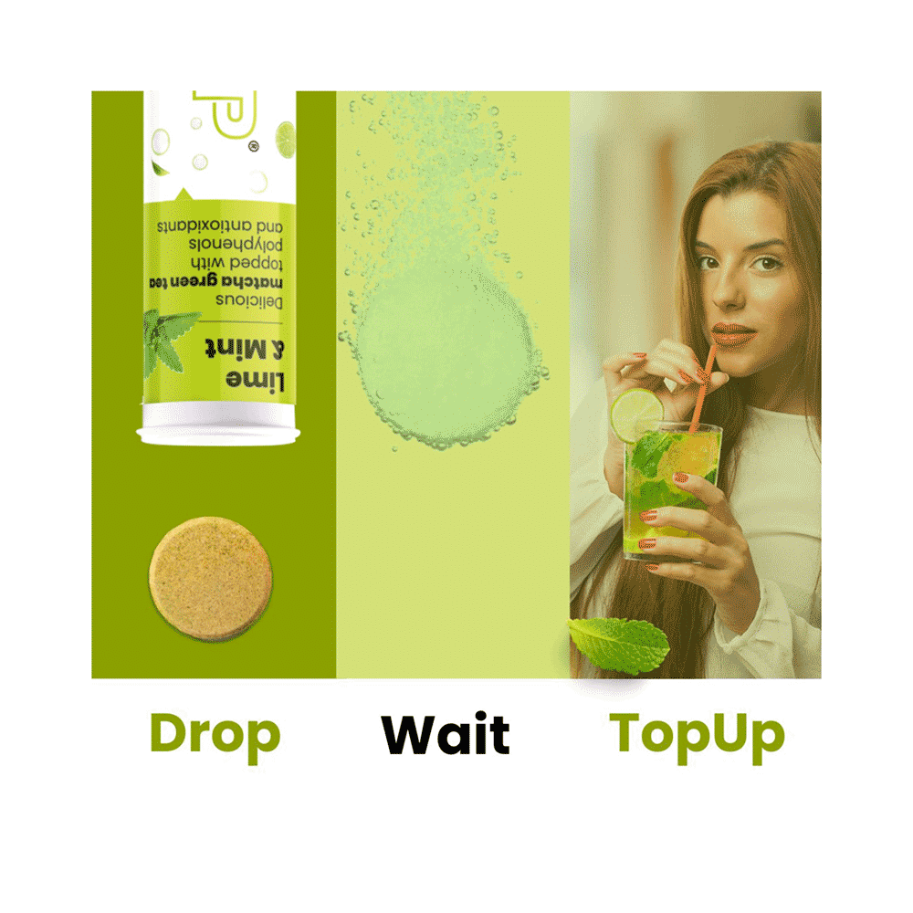 TopUp Delicious Matcha Green Tea Effervescent Tablet (20 Each) Lime & Mint - Image 9