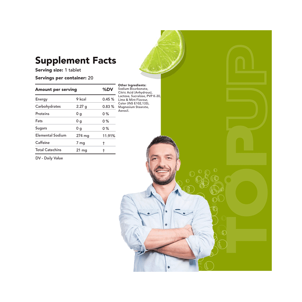 TopUp Delicious Matcha Green Tea Effervescent Tablet (20 Each) Lime & Mint - Image 5