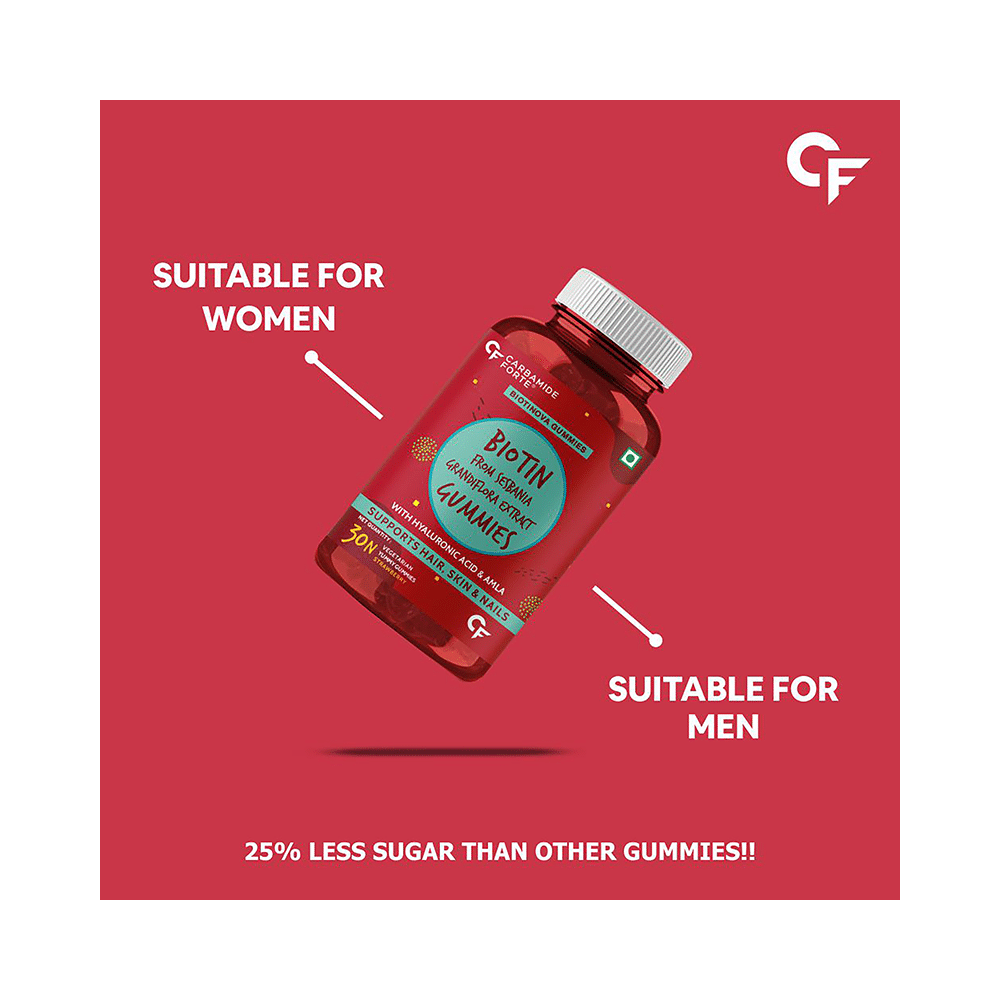 Carbamide Forte Biotin with Hyaluronic Acid & Amla | For Skin, Hair & Nail Health | Flavour Strawberry - Image 5