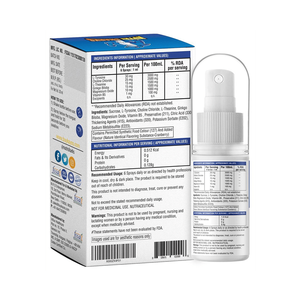 Nutri Sharks Neuro Push Nootropic Vitamin Spray - Image 2