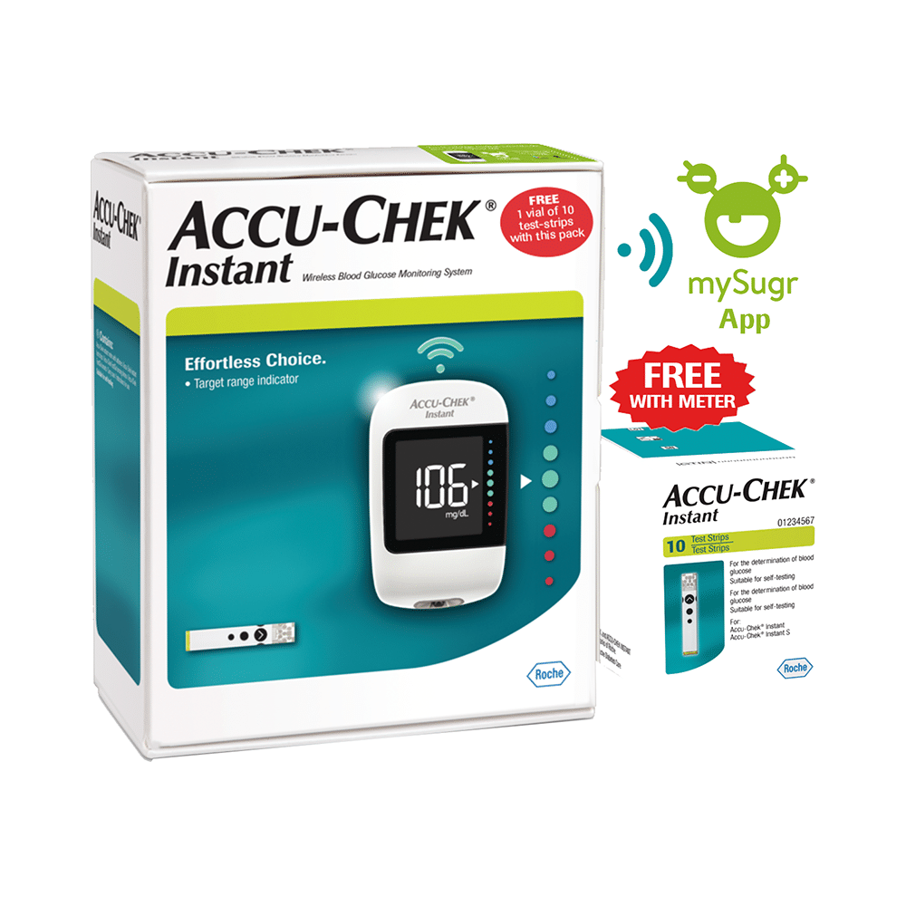Accu-Chek Instant Glucometer Combo Pack with Free 10 Test Strips | mySugr App | Wireless | Blood Glucose Monitors | Diabetes Monitoring Devices - Image 1
