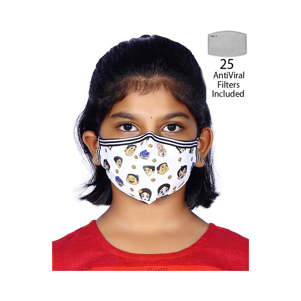 Vibe Chhota Bheem Premium Re-Usable Face Mask for Kids with 25 Filters Free Size All Characters Laddu - Image 5