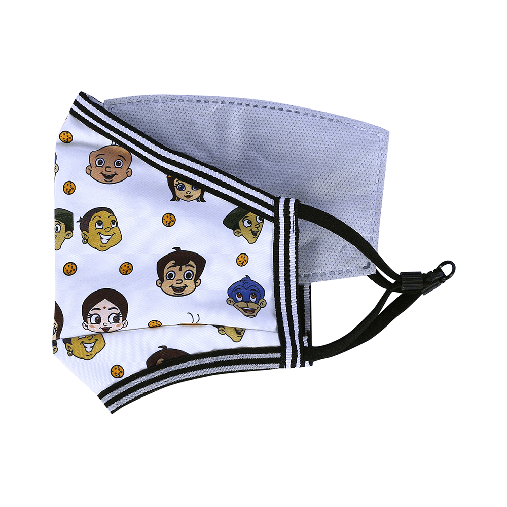 Vibe Chhota Bheem Premium Re-Usable Face Mask for Kids with 25 Filters Free Size All Characters Laddu - Image 4