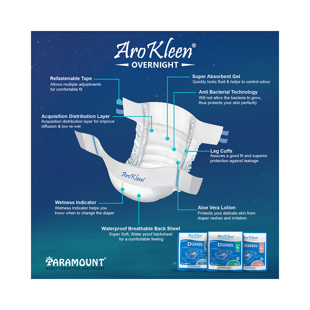 Arokleen Overnight Disposable Adult Diaper (10 Each) Large - Image 4