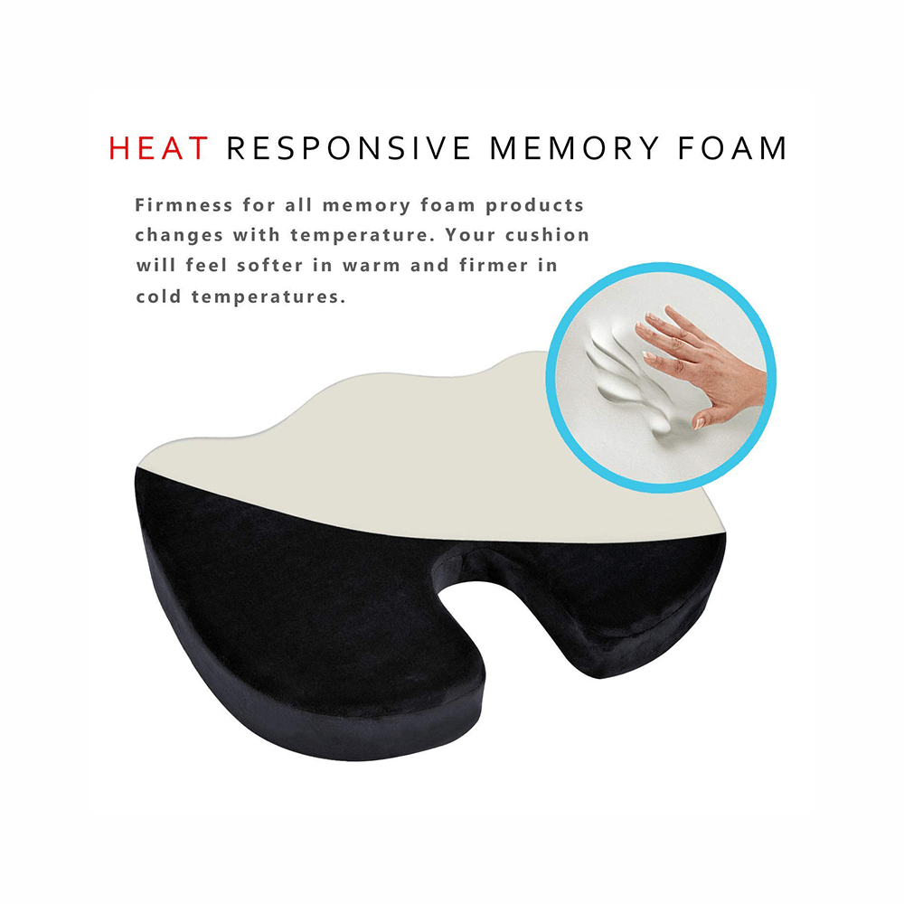 Grin Health Coccyx Seat Cushion with Memory Foam for Sciatica, Coccyx, Orthopedic, Tailbone & Back Pain Relief Grey - Image 6