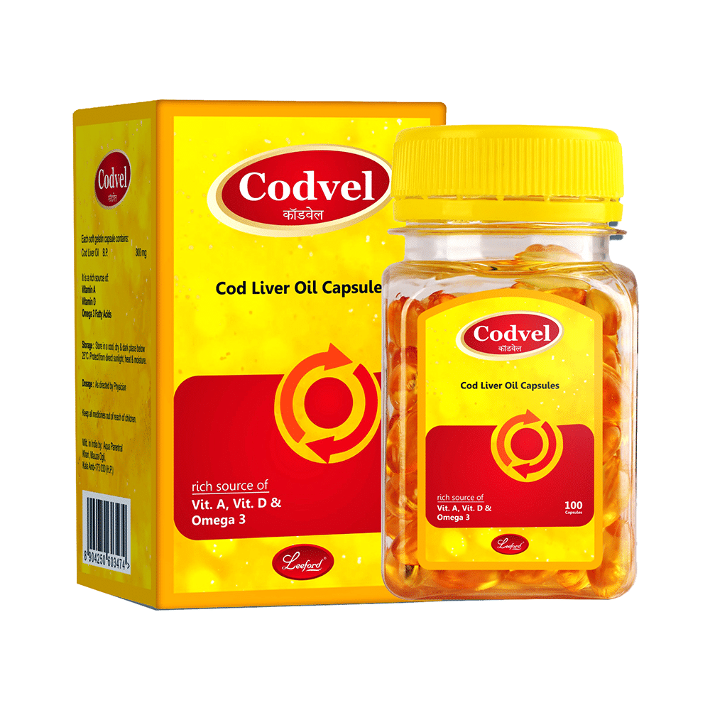 Leeford Codvel Cod Liver Oil Capsule | With Vitamin A, Vitamin D & Omega 3 for Brain Health - Image 1