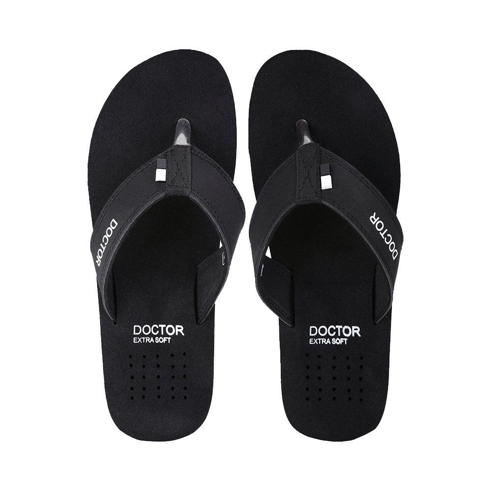 Doctor Extra Soft D24 Orthopaedic | Diabetic | Comfortable | MCR | Flip-Flop for Men Black 7 - Image 1