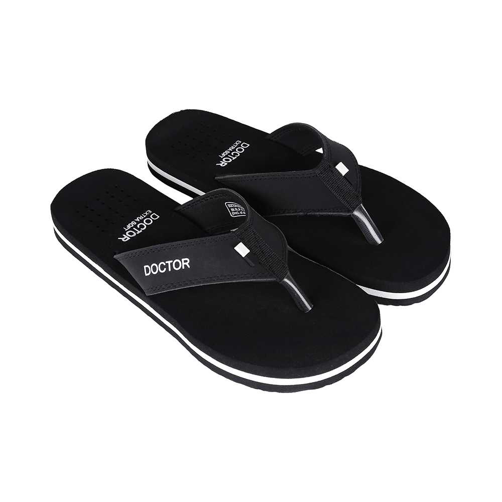 Doctor Extra Soft D24 Orthopaedic | Diabetic | Comfortable | MCR | Flip-Flop for Men Black 7 - Image 5