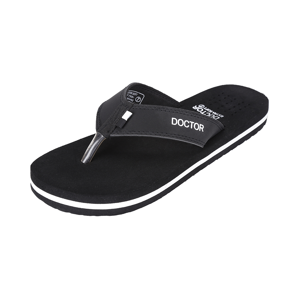 Doctor Extra Soft D24 Orthopaedic | Diabetic | Comfortable | MCR | Flip-Flop for Men Black 7 - Image 3